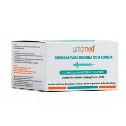 KIT SERINGA P/ INSULINA C/AG FIXA 1ML 6X0,25MM 31G PC/10 - UNIQMED