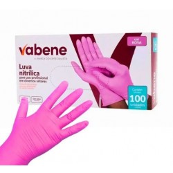LUVA NITRIL S/PO ROSA G CX/100 MT/10 - VABENE