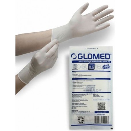 LUVA CIRUR PAR LATEX EST C/PO 8,5 CX/50 MT/10 - GLOMED