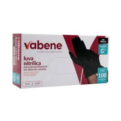 LUVA NITRIL S/PO PRETA G CX/100 MT/10 - VABENE