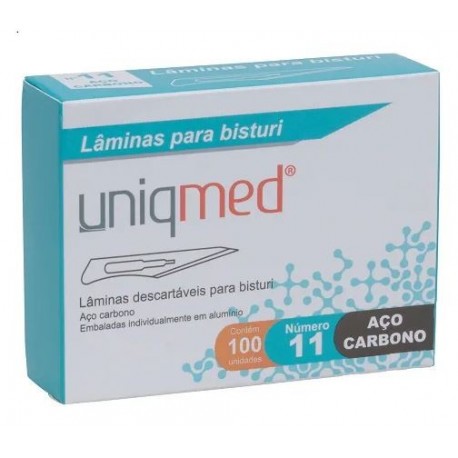 LAMINA BISTURI N11 (CARBONO) CX/100 - UNIQMED