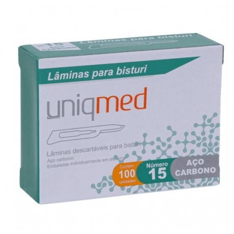 LAMINA BISTURI N15 (ACO CARBONO) CX/100 - UNIQMED