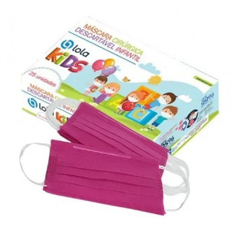 MASCARA TRIPLA ROSA INFANTIL C/25 - LOLA