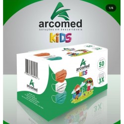 MASCARA TRIPLA ROSA INFANTIL C/50 - ARCOMED