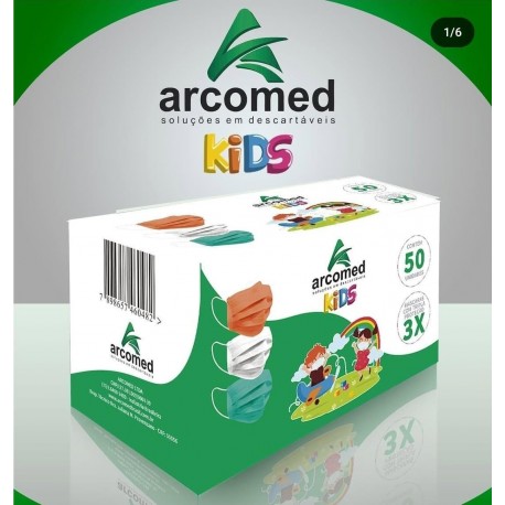 MASCARA TRIPLA ROSA INFANTIL C/50 - ARCOMED