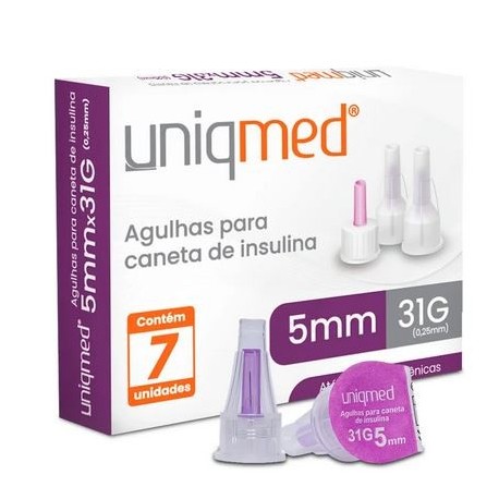 UNID AGULHA P/ CANETA DE INSULINA 31G 5MM C/7 - UNIQMED