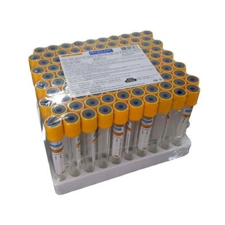 TUBO COLETA A VAC C/ GEL E ATIV COAGULO 13X100 5ML AMARELO - VACUPLAST