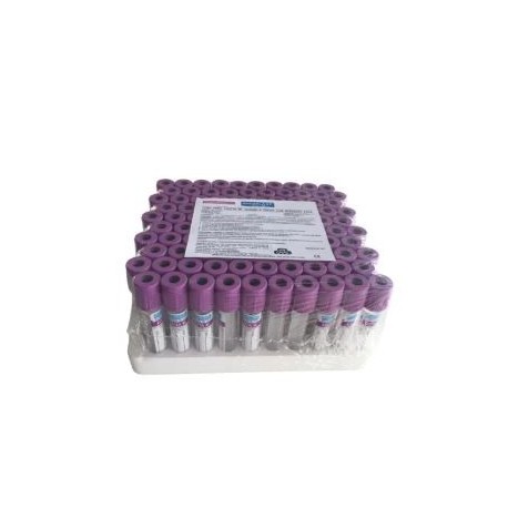 TUBO COLETA A VAC C/ REAGENTE EDTA K3 13X75 2ML ROXO C/100 - VACUPLAST