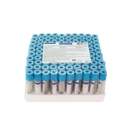 TUBO COLETA C/ CITRATO SODIO 13X75MM 3,6ML AZUL C/100 - VACUPLAST