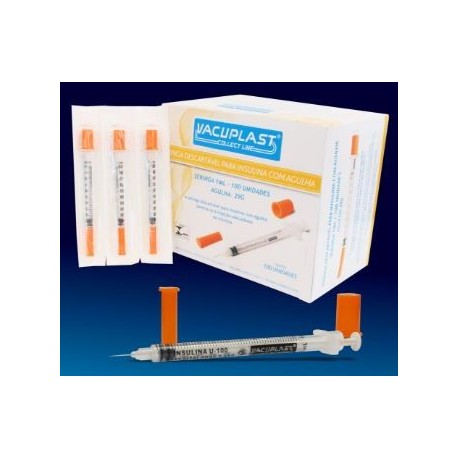 UNID SERINGA INSULINA 1ML C/ AG 12,7X0,33 29G 1/2'' - VACUPLAST