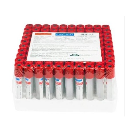 TUBO COLETA A VAC C/ATIV COAGULO 16X100 10ML VERMELHO C/100 - VACUPLAST