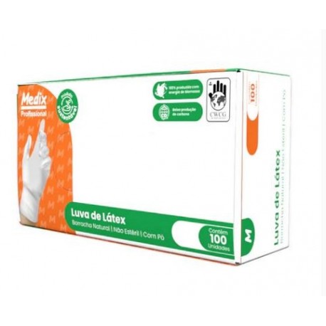 LUVA USO GERAL LATEX C/PO P CX/100 MT/10 - MEDIX