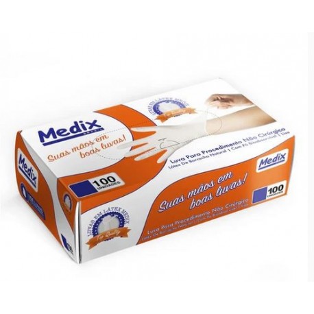 LUVA SAUDE LATEX C/PO PP CX/100 - MEDIX