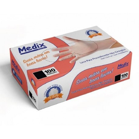 LUVA VINIL C/PO P CX/100 - MEDIX