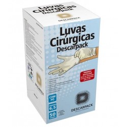 LUVA CIRUR PAR LATEX EST C/PO 6,5 CX/50 MT/10 - DESCARPACK