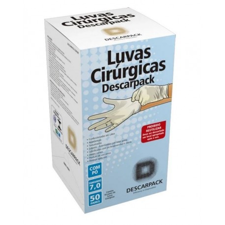 LUVA CIRUR PAR LATEX EST C/PO 7,0 MT/500 - DESCARPACK