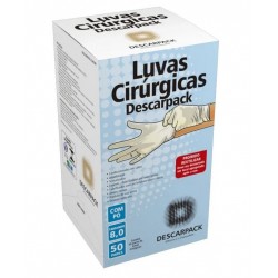 LUVA CIRUR PAR LATEX EST C/PO 8,0 CX/50 MT/10 - DESCARPACK