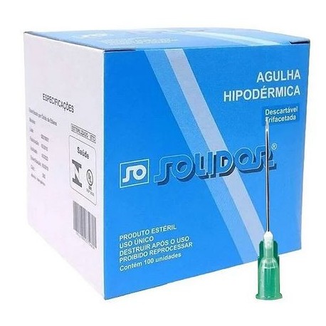 UNID AGULHA 30X0,8 VERDE CX/100 - SOLIDOR
