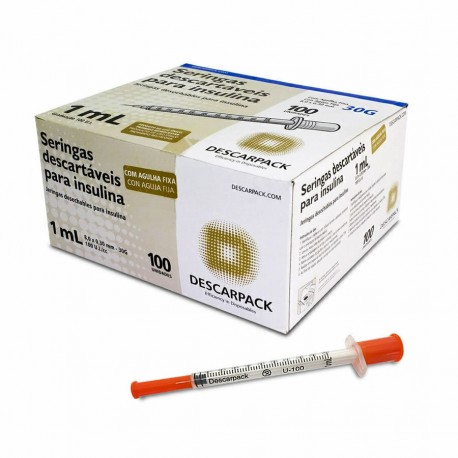 UNID SERINGA INSULINA 1ML C/AG LS 3X8 FIXA /1 - DESCARPACK
