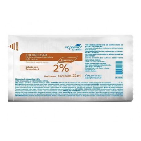 ESCOVA CLOREXIDINA 2% 22ML (CHLORCLEAR) - VICPHARMA