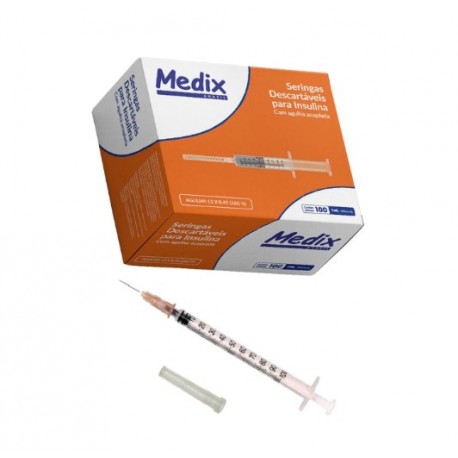 UNID SERINGA INSULINA 1ML C/AG ACOP 13X0,426G 2- MEDIX