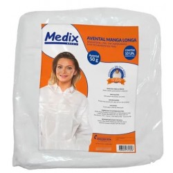 AVENTAL 50GR MANGA LONGA LAMIN/IMPERM BRANCO PC/10 - MEDIX