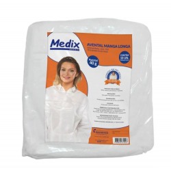 AVENTAL 40GR MANGA LONGA C/PUNHO BRANCO PC/10 - MEDIX