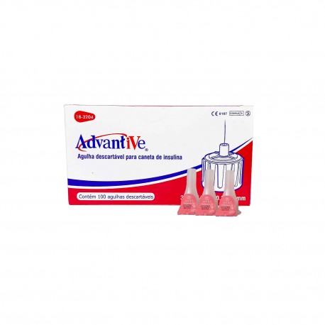 UNID AGULHA P/ CANETA DE INSULINA 4X0,232G - ADVANTIVE