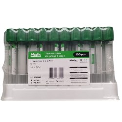 TUBO COLETA A VAC C/ REAGENTE HEPARINA LITIO 13X100 6ML VERDE C/100 - MEDIX