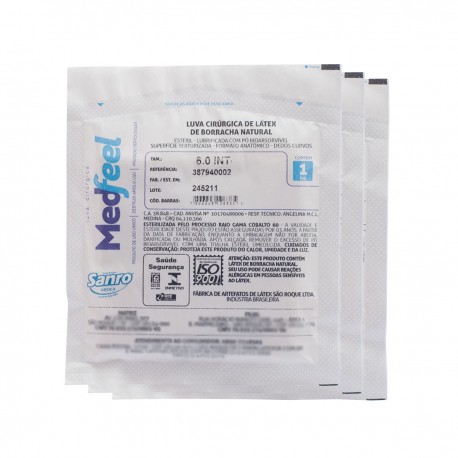 LUVA CIRUR PAR LATEX EST S/PO 6,0 - SANRO