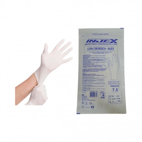LUVA CIRUR PAR LATEX EST C/PO 7,5 - INJEX
