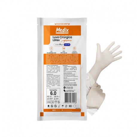 Luva Cirur Par Latex Est C/Po 6,0 Supreme - MEDIX