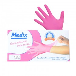 Luva Nitril S/Po Uso Geral Rosa G - MEDIX