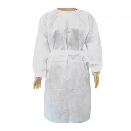 Avental Branco 30G Manga Longa C/ Tiras C/ Elastico Pc/10 - MDE