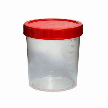 Coletor urina est tampa vermelha 80ml c/pa c/100 - first lab