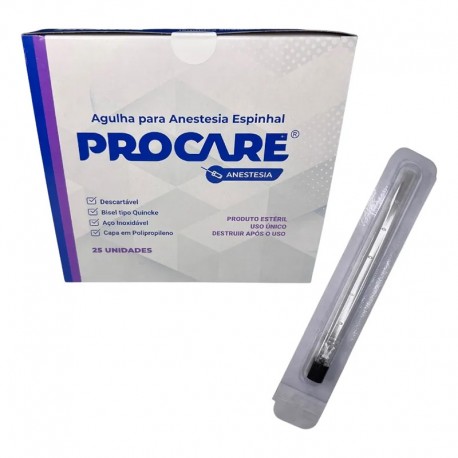 UNID AGULHA ANESTESICA ESPINHAL RAQ QUINCK 22G 3,CX/2- PROCARE