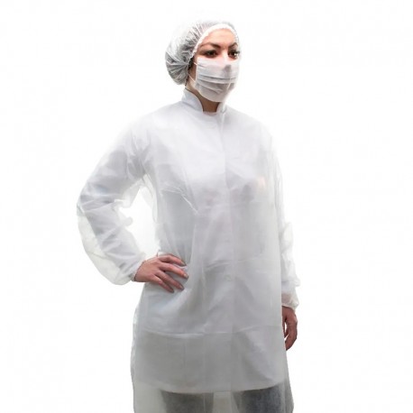 Avental branco 30g manga longa c/ tiras c/ elastico pc/10 - Veute