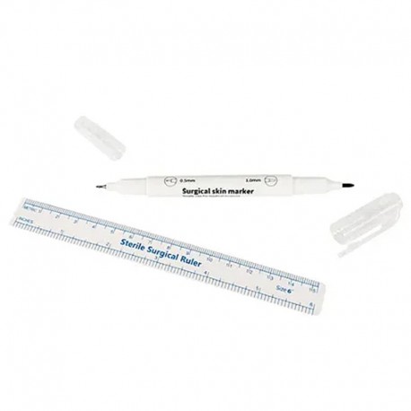 Caneta cirurgica ponta dupla est c/ regua - montserrat