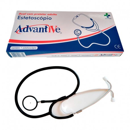 ESTETOSCOPIO DUPLO C/ PROTETOR PRETO - ADVANTIVE