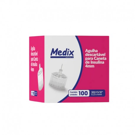 Unid Agulha P/ Caneta De Insulina 32G 4Mm C/100 Mt/2000 - Medix