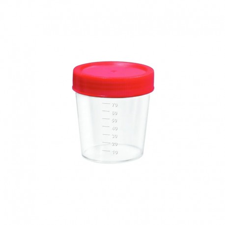 Coletor Urina Est Tampa Vermelha 80Ml S/Pa C/100 - Jprolab