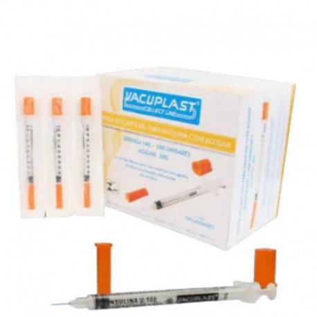 Unid Seringa Insulina 1Ml C/Ag Ll 1X 0,3- Vacuplast