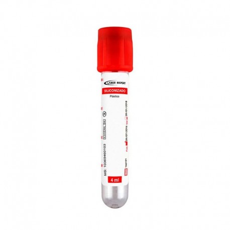Tubo Coleta Siliconizado 1X 75Mm 4Ml Vermelho Pc/10- Labor Import